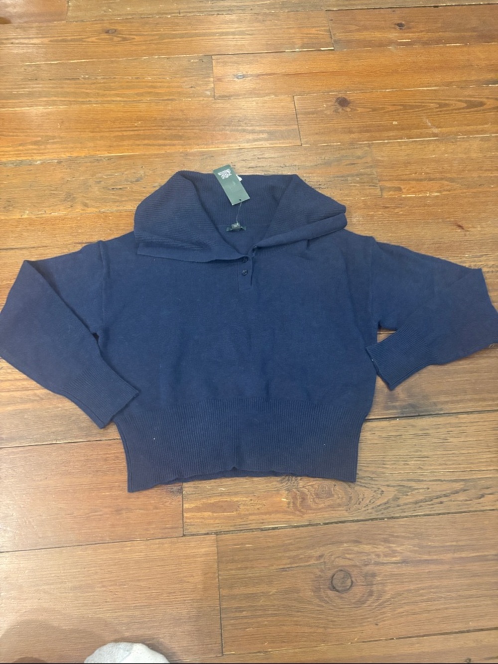Women's Navy Cowl-Neck Pullover Sweater